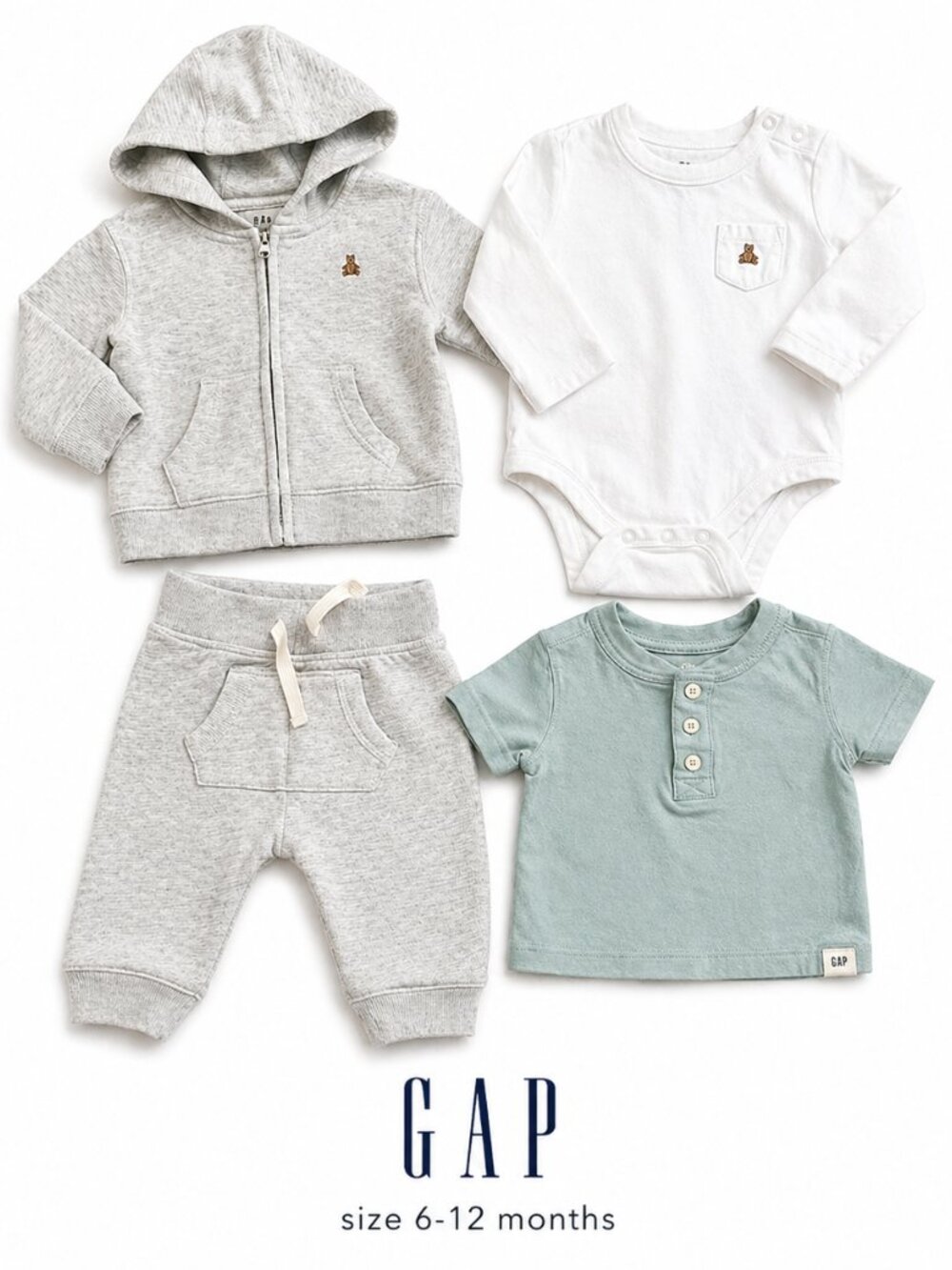 Gap Baby Clothing-  Hoodie, Onesie and short sleeve top size 6-12 months